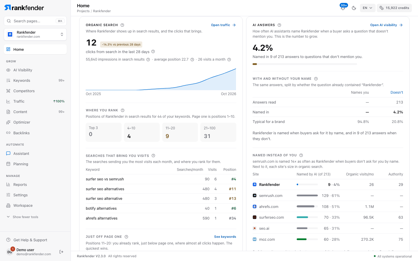 Organic search and AI answers cards side by side