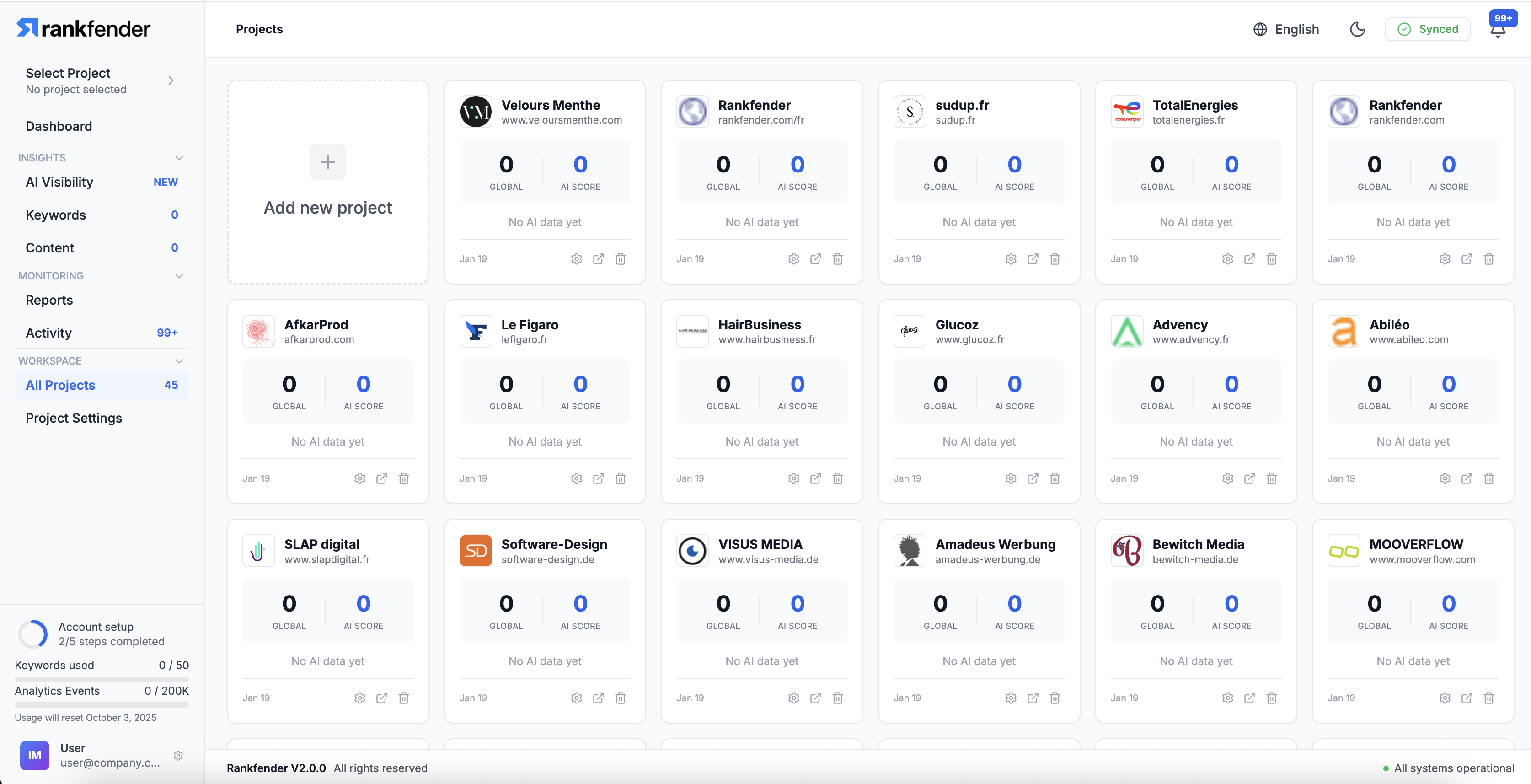 API key management interface in workspace settings